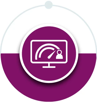 Accelerate Care Icon with computer monitor inside a circle