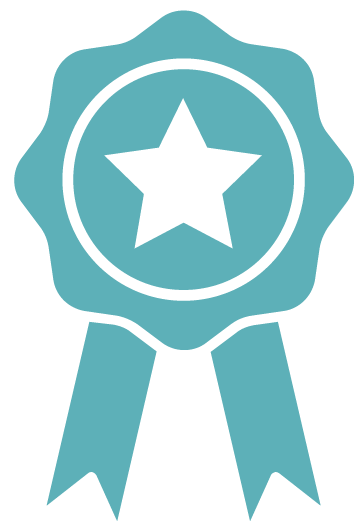 Operational Excellence Icon - Star inside a ribbon with two bottom strips