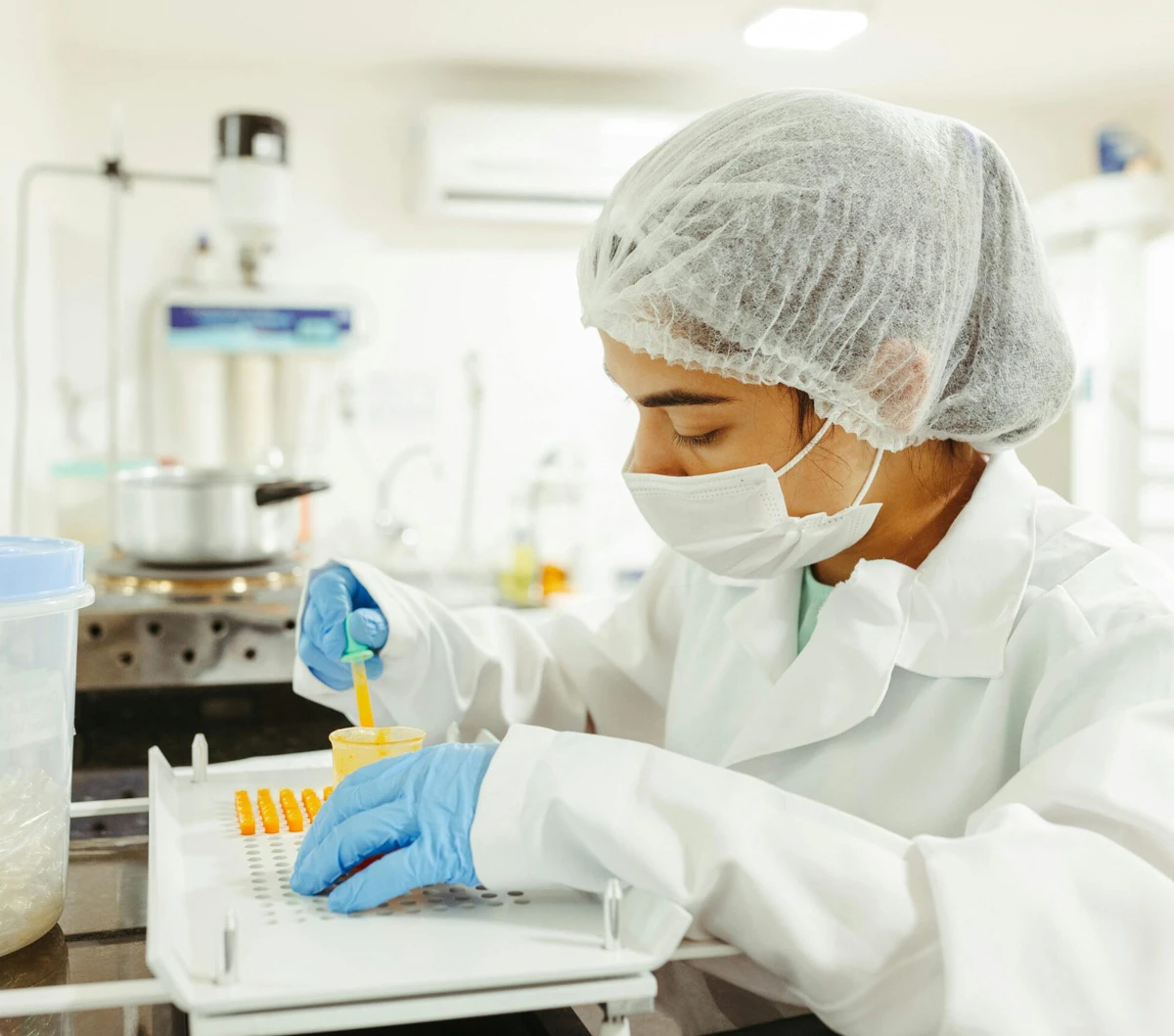 Laboratory worker conducting a test